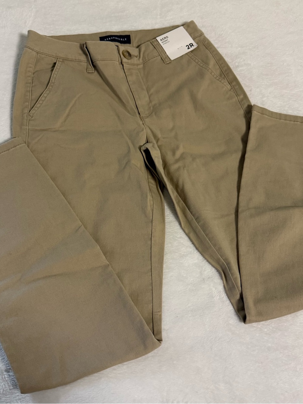 Aeropostale Womens 2R Skinny Stretch Chino Pants Khaki Beige NWT